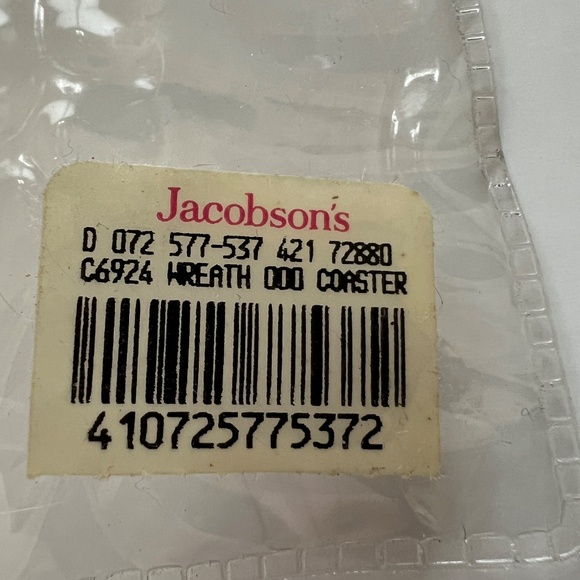 2001 Carole Shiber Hand-Painted Peony Holiday Wreath Coasters- Set of 4 VTG - Picture 6 of 6